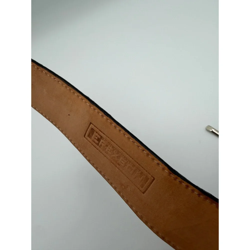 Exotic Lizard Ostrich Skin Belt Mens 38 Brown Patchwork Leather Mexico 8993